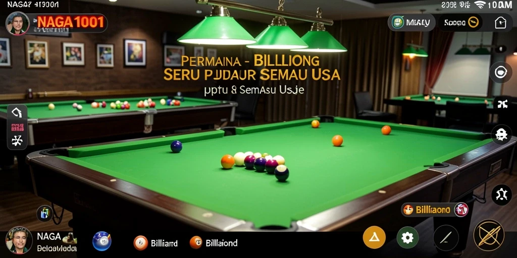 Tampilan antarmuka NAGA1001 dengan meja billiard yang menarik.