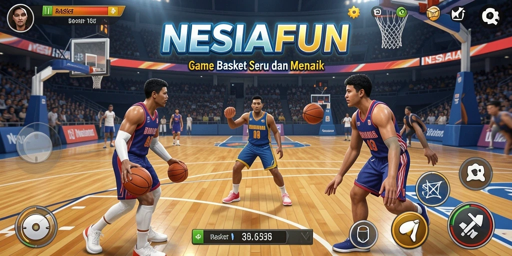 Tampilan antarmuka <strong>NESIAFUN</strong> yang menarik dan fungsional saat bermain Basket.