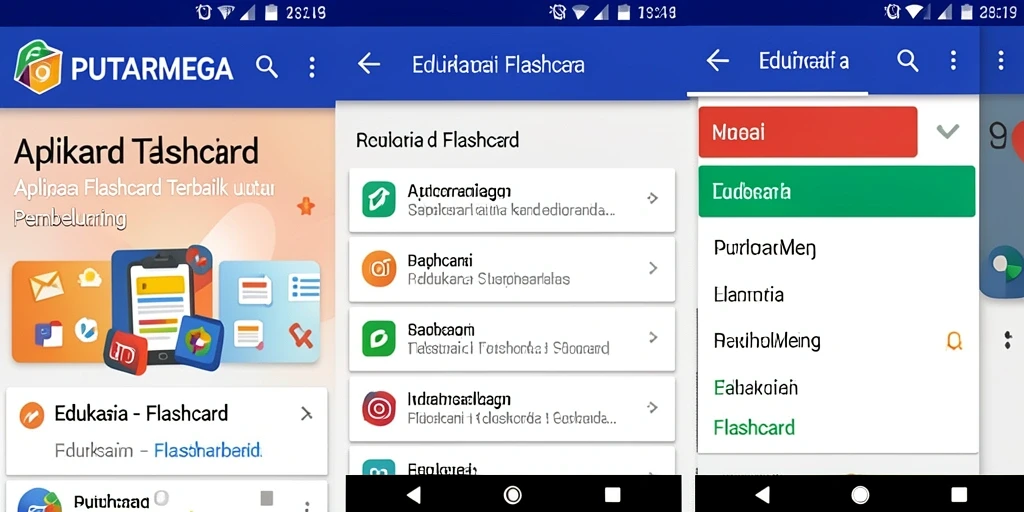 Screenshot utama PUTARMEGA yang menunjukkan antarmuka interaktif aplikasi Flashcard.