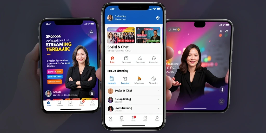 Antarmuka aplikasi SR6666 dengan fitur Live Streaming yang intuitif.