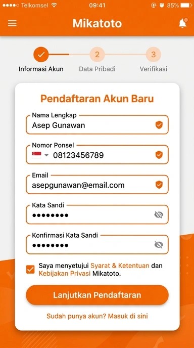 Tampilan halaman daftar mikatoto